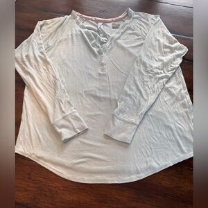 Women's Light Green Henley Pajama Top-Size XL